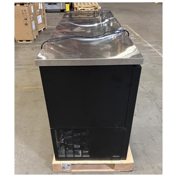 Scratch and Dent Avantco UBB-72G-HC 73" Black Counter Height Narrow Glass Door Back Bar Refrigerator with LED Lighting