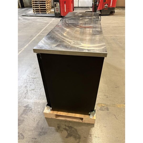 Scratch and Dent Avantco UBB-72G-HC 73" Black Counter Height Narrow Glass Door Back Bar Refrigerator with LED Lighting