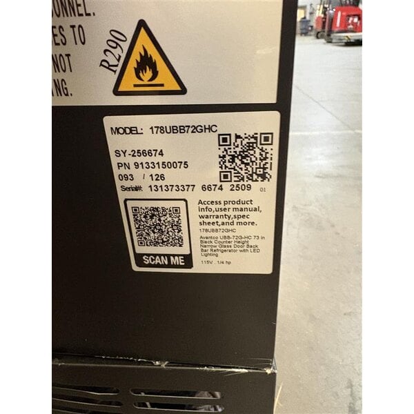 Scratch and Dent Avantco UBB-72G-HC 73" Black Counter Height Narrow Glass Door Back Bar Refrigerator with LED Lighting