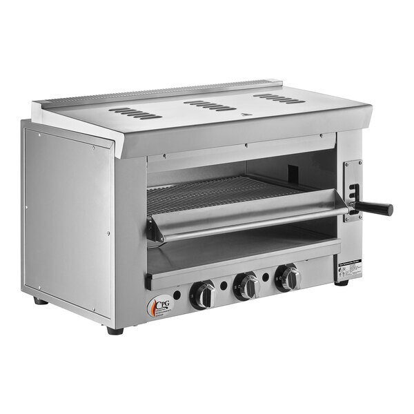 Scratch and Dent Cooking Performance Group S-36-SB-N 36" Natural Gas Infrared Salamander Broiler with 36" Heat Shield and Mounting Brackets - 36,000 BTU