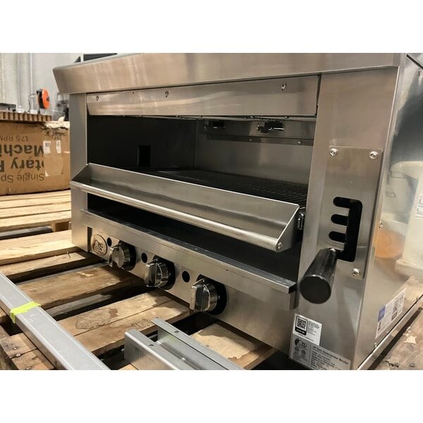 Scratch and Dent Cooking Performance Group S-36-SB-N 36" Natural Gas Infrared Salamander Broiler with 36" Heat Shield and Mounting Brackets - 36,000 BTU