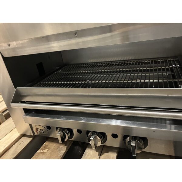 Scratch and Dent Cooking Performance Group S-36-SB-N 36" Natural Gas Infrared Salamander Broiler with 36" Heat Shield and Mounting Brackets - 36,000 BTU