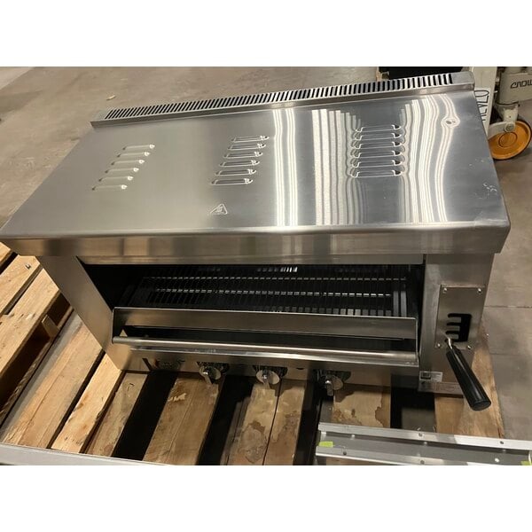 Scratch and Dent Cooking Performance Group S-36-SB-N 36" Natural Gas Infrared Salamander Broiler with 36" Heat Shield and Mounting Brackets - 36,000 BTU