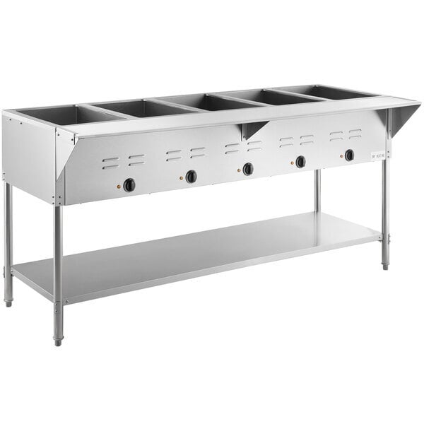 Scratch and Dent Avantco STE-5S Five Pan Open Well Electric Steam Table with Undershelf - 208/240V, 3750W