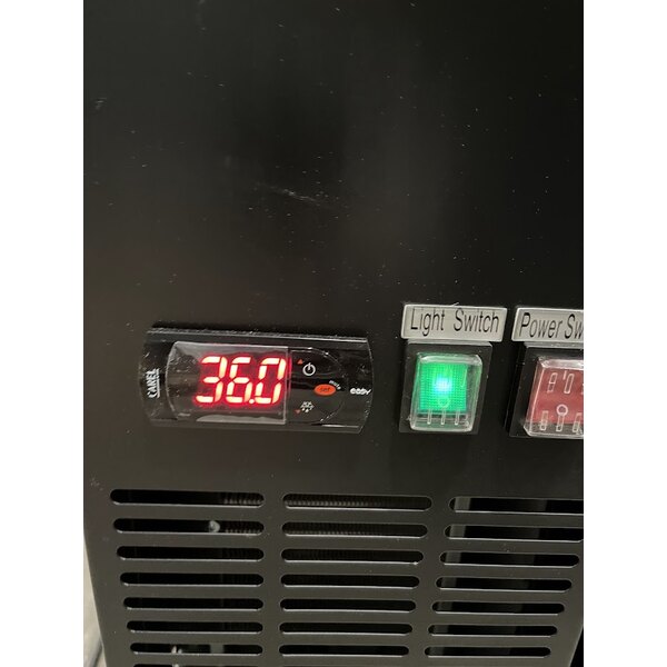 Scratch and Dent Avantco UBB-4G-HC 90" Black Counter Height Glass Door Back Bar Refrigerator with LED Lighting