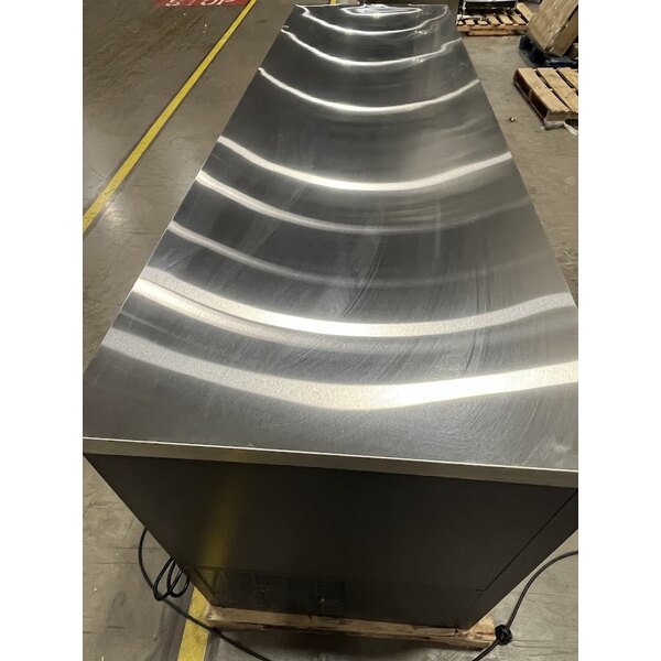 Scratch and Dent Avantco UBB-4G-HC 90" Black Counter Height Glass Door Back Bar Refrigerator with LED Lighting