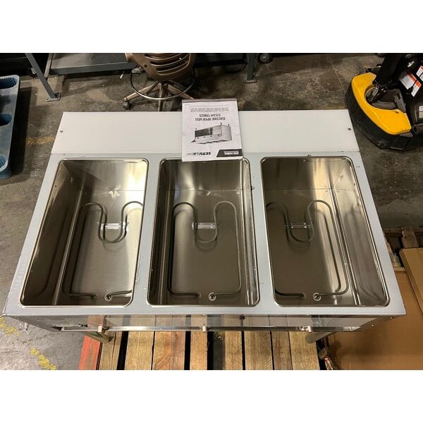 Scratch and Dent ServIt EST-3OS-US Three Pan Open Well Electric Steam Table with Adjustable Undershelf - 120V, 1500W
