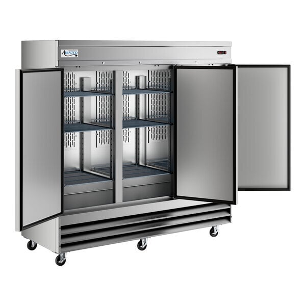 Scratch and Dent Avantco SS-3R-HC 81 5/16" Stainless Steel Solid Door Reach-In Refrigerator
