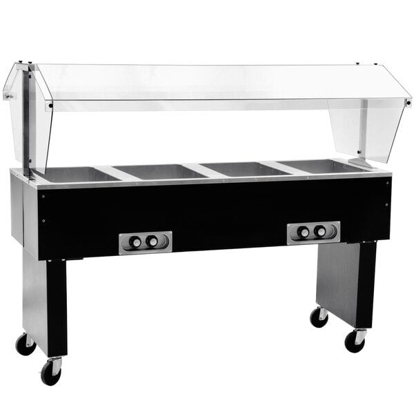 Scratch and Dent Eagle Group BPDHT4 Deluxe Service Mates Four Pan Open Well Portable Hot Food Buffet Table with Open Base - 120V