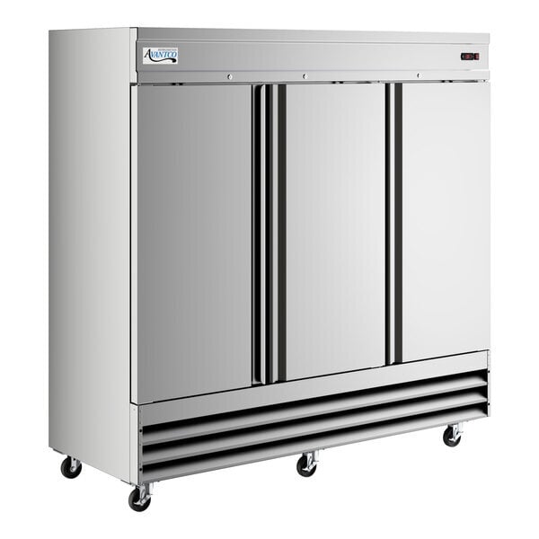 Scratch and Dent Avantco SS-3F-HC 81 5/16" Stainless Steel Solid Door Reach-In Freezer