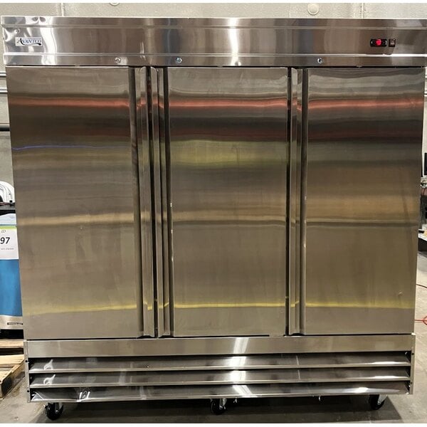 Scratch and Dent Avantco SS-3F-HC 81 5/16" Stainless Steel Solid Door Reach-In Freezer