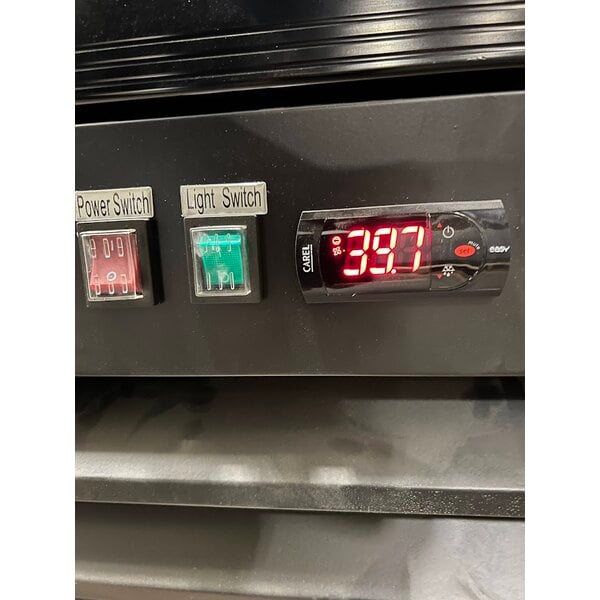 Scratch and Dent Avantco GDC-49-HC 53" Black Customizable Swing Glass Door Merchandiser Refrigerator with LED Lighting