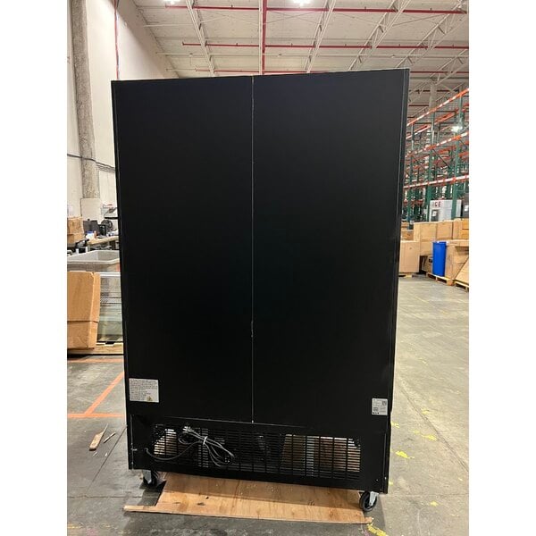 Scratch and Dent Avantco GDC-49-HC 53" Black Customizable Swing Glass Door Merchandiser Refrigerator with LED Lighting
