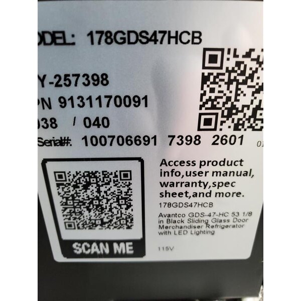 Scratch and Dent Avantco GDS-47-HC 53" Black Customizable Sliding Glass Door Merchandiser Refrigerator with LED Lighting