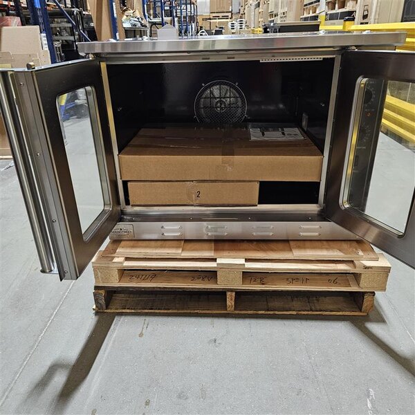 Scratch and Dent MainStreet Equipment EC1-C Single Deck Electric Full Size Convection Oven with Legs - 208V, 3 / 1 Phase, 11 kW