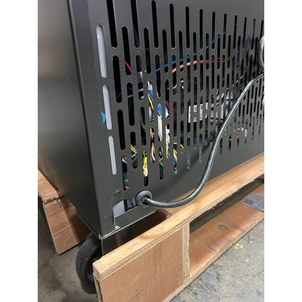 Scratch and Dent Avantco GDC-23-HC 28 3/8" Black Customizable Swing Glass Door Merchandiser Refrigerator with LED Lighting