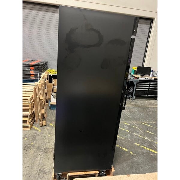 Scratch and Dent Avantco GDC-23-HC 28 3/8" Black Customizable Swing Glass Door Merchandiser Refrigerator with LED Lighting