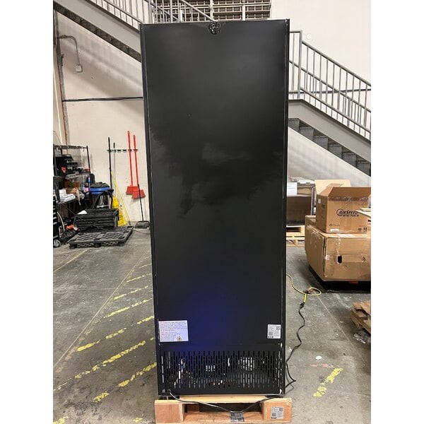 Scratch and Dent Avantco GDC-23-HC 28 3/8" Black Customizable Swing Glass Door Merchandiser Refrigerator with LED Lighting