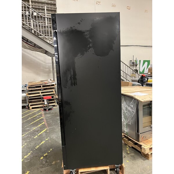 Scratch and Dent Avantco GDC-23-HC 28 3/8" Black Customizable Swing Glass Door Merchandiser Refrigerator with LED Lighting