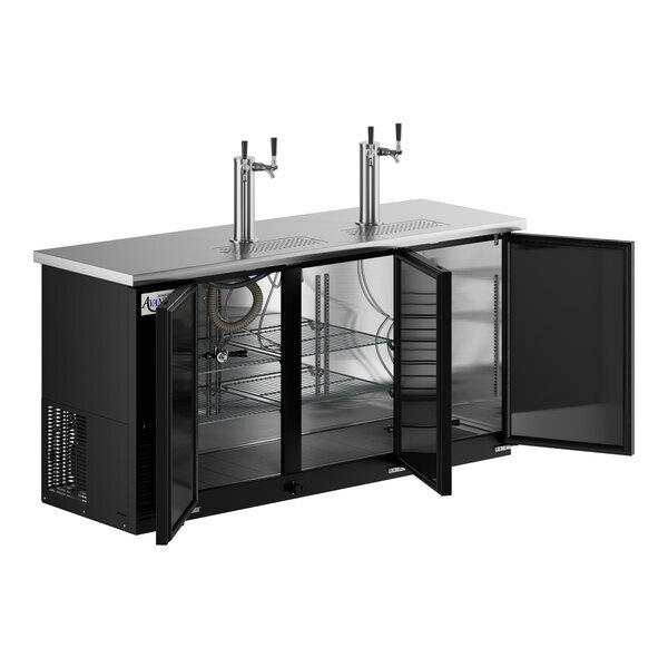 Scratch and Dent Avantco UDD-72-HC (2) Double Tap Kegerator Beer Dispenser - Black, (3) 1/2 Keg Capacity