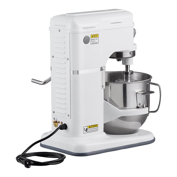 Scratch and Dent Avantco MIX8WH White 8 Qt. Bowl Lift Countertop Mixer with Standard Accessories - 120V, 4/5 hp