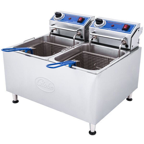 Scratch and Dent Globe PF32E 32 lb. Dual Tank Electric Countertop Fryer