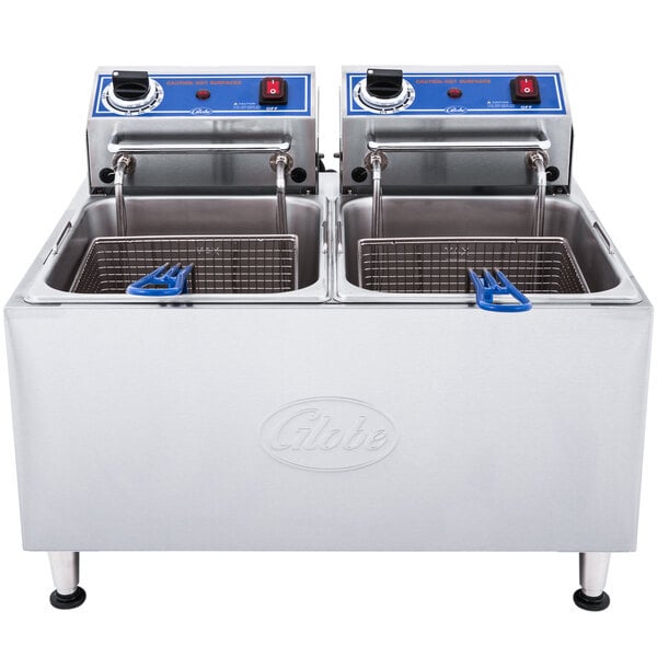 Scratch and Dent Globe PF32E 32 lb. Dual Tank Electric Countertop Fryer