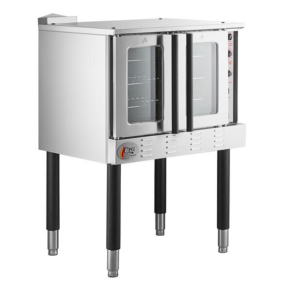 Scratch and Dent Cooking Performance Group FGC-100-L Single Deck Standard Depth Full Size Liquid Propane Convection Oven with Legs - 54,000 BTU