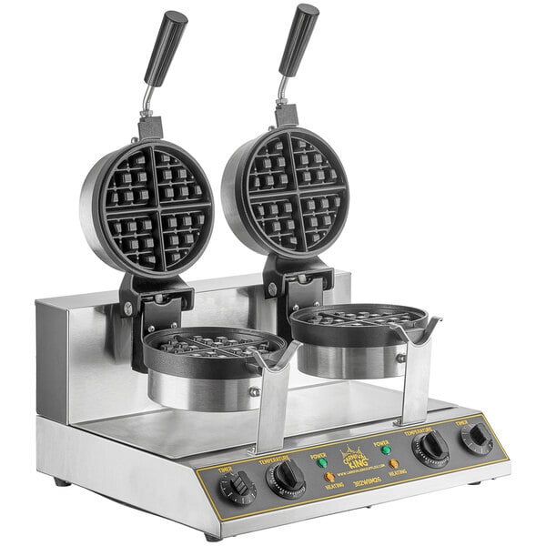 Scratch and Dent Carnival King WBM26 Non-Stick Double Belgian Waffle Maker with Timers - 120V