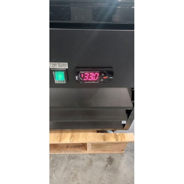 Scratch and Dent Avantco GDC-23-HC 28 3/8" Black Customizable Swing Glass Door Merchandiser Refrigerator with LED Lighting