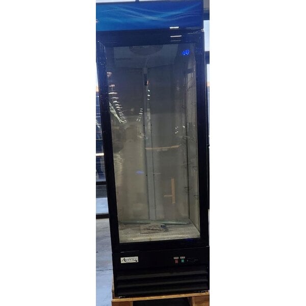 Scratch and Dent Avantco GDC-23-HC 28 3/8" Black Customizable Swing Glass Door Merchandiser Refrigerator with LED Lighting