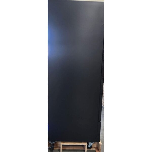 Scratch and Dent Avantco GDC-23-HC 28 3/8" Black Customizable Swing Glass Door Merchandiser Refrigerator with LED Lighting