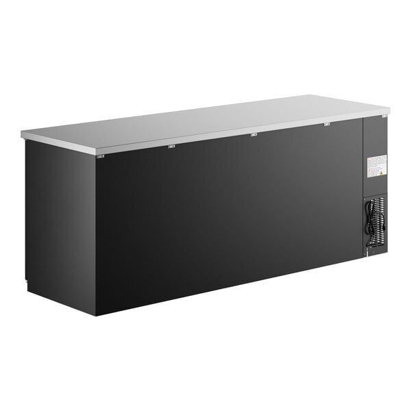 Scratch and Dent Avantco UBB-4-HC 90" Black Counter Height Solid Door Back Bar Refrigerator with LED Lighting