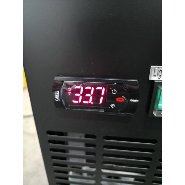 Scratch and Dent Avantco UBB-4-HC 90" Black Counter Height Solid Door Back Bar Refrigerator with LED Lighting