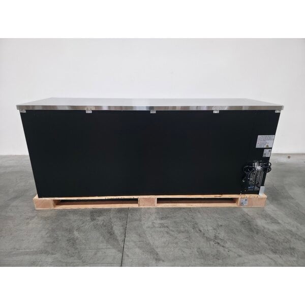Scratch and Dent Avantco UBB-4-HC 90" Black Counter Height Solid Door Back Bar Refrigerator with LED Lighting