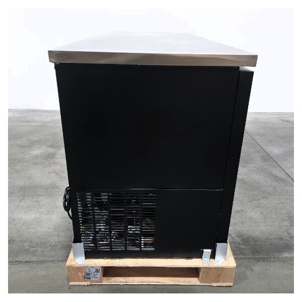 Scratch and Dent Avantco UBB-4-HC 90" Black Counter Height Solid Door Back Bar Refrigerator with LED Lighting