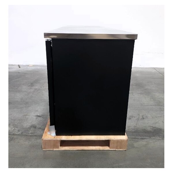 Scratch and Dent Avantco UBB-4-HC 90" Black Counter Height Solid Door Back Bar Refrigerator with LED Lighting