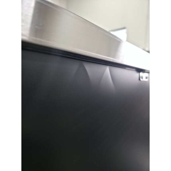 Scratch and Dent Avantco UBB-4-HC 90" Black Counter Height Solid Door Back Bar Refrigerator with LED Lighting