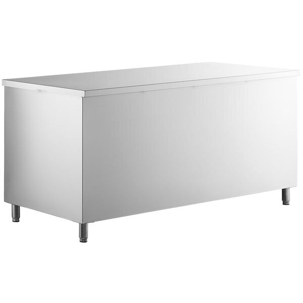 Scratch and Dent Regency C-3072-316 30" x 72" 16 Gauge Type 304 Stainless Steel Enclosed Base Table with Sliding Doors and Adjustable Midshelf