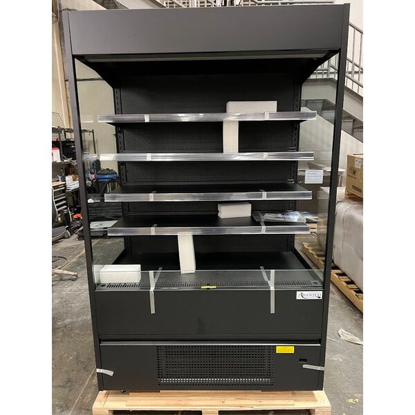 Scratch and Dent Avantco VOA-48-B 47 3/16" Black Extra Deep Vertical Open Air Merchandiser with LED Lighting - 115V