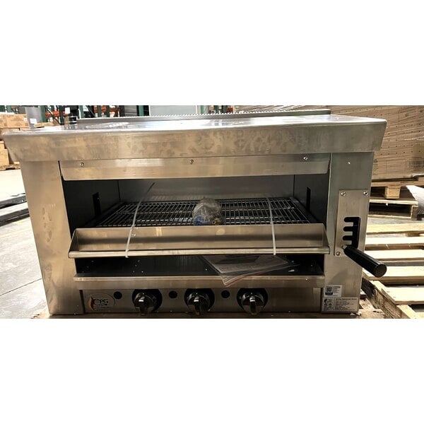 Scratch and Dent Cooking Performance Group S-36-SB-N 36" Natural Gas Infrared Salamander Broiler with Wall Mounting Bracket - 36,000 BTU