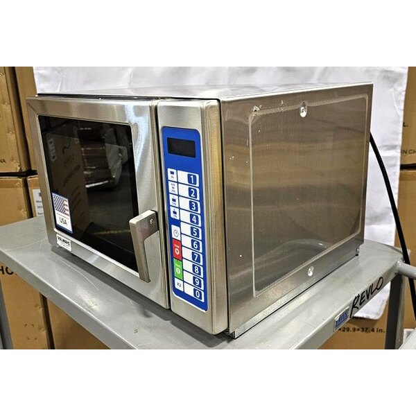 Scratch and Dent Solwave Ameri-Series SWA12T Medium-Duty Stainless Steel Commercial Microwave with Push Button Controls - 120V, 1,200W
