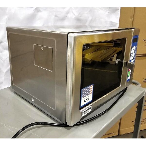 Scratch and Dent Solwave Ameri-Series SWA12T Medium-Duty Stainless Steel Commercial Microwave with Push Button Controls - 120V, 1,200W