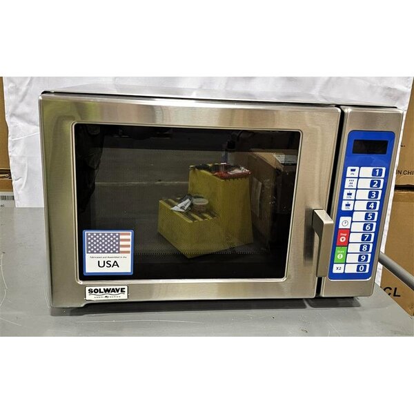 Scratch and Dent Solwave Ameri-Series SWA12T Medium-Duty Stainless Steel Commercial Microwave with Push Button Controls - 120V, 1,200W