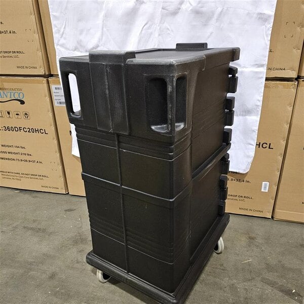 Scratch and Dent Cambro UPC600110 Ultra Camcart® Black Insulated Food Pan Carrier - Holds 8 Pans