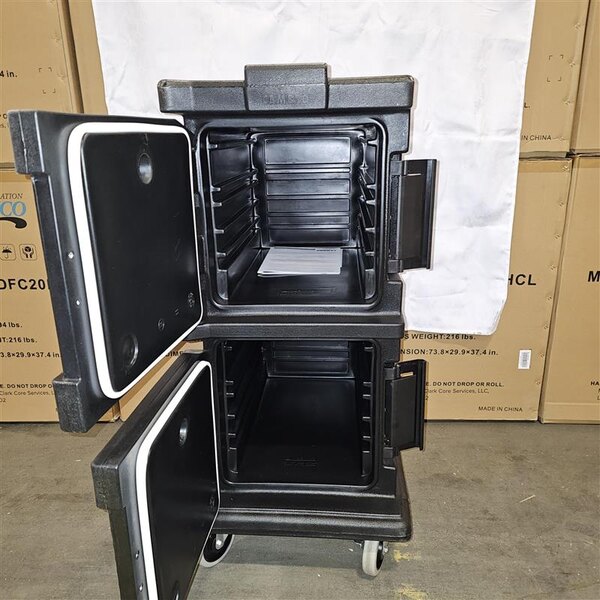 Scratch and Dent Cambro UPC600110 Ultra Camcart® Black Insulated Food Pan Carrier - Holds 8 Pans