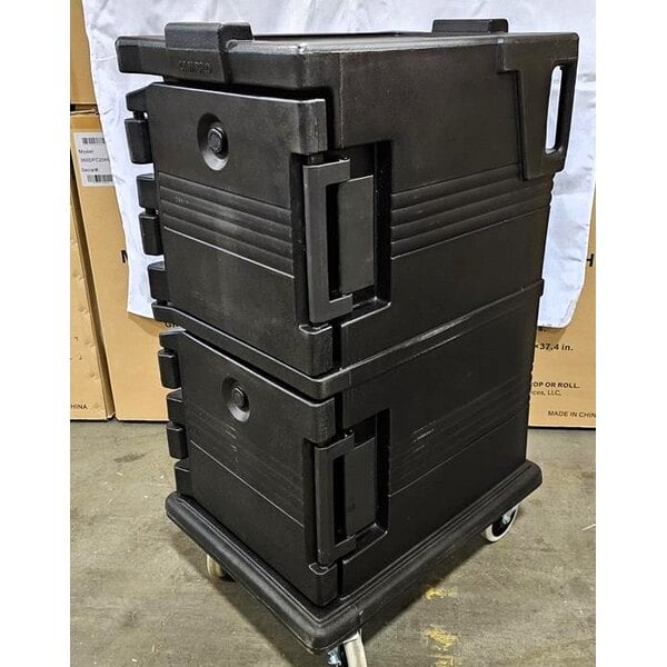 Scratch and Dent Cambro UPC600110 Ultra Camcart® Black Insulated Food Pan Carrier - Holds 8 Pans