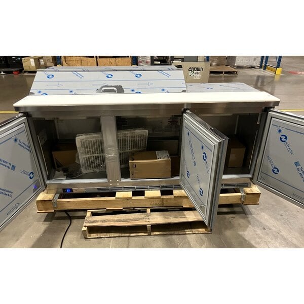 Scratch and Dent Beverage-Air SPE72HC-12 Elite Series 72" 3 Door Refrigerated Sandwich Prep Table