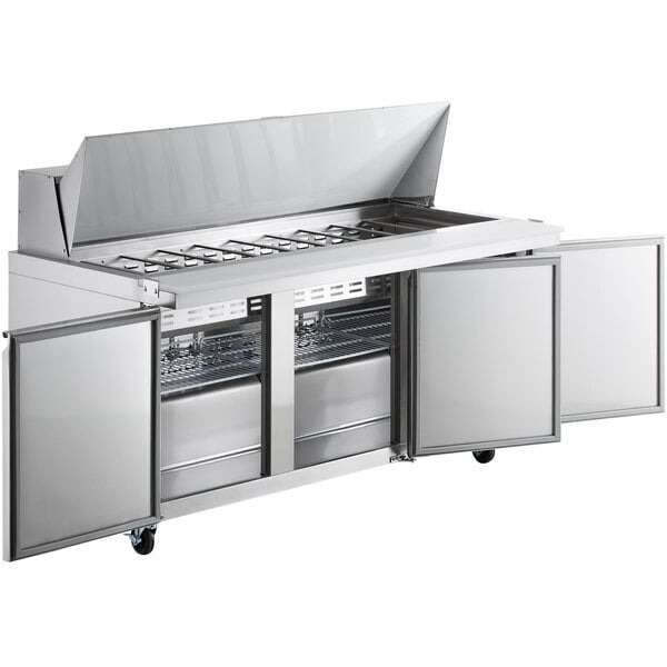 Scratch and Dent Avantco SS-PT-71M-HC 70" 3 Door Mega Top Stainless Steel Refrigerated Sandwich Prep Table