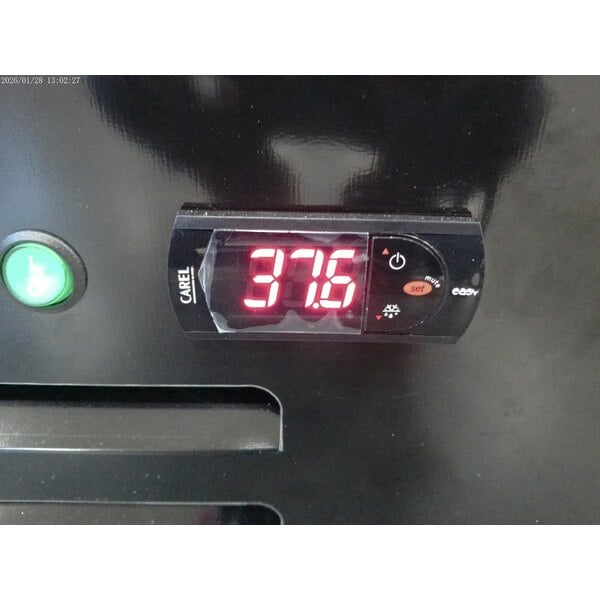 Scratch and Dent Avantco GDC-10-HC 21 5/8" Black Customizable Swing Glass Door Merchandiser Refrigerator with LED Lighting